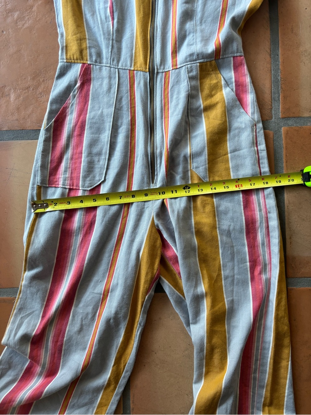 Forgotten Saints one of a kind jumpsuit handmade with striped vintage fabric - Picture 7 of 9